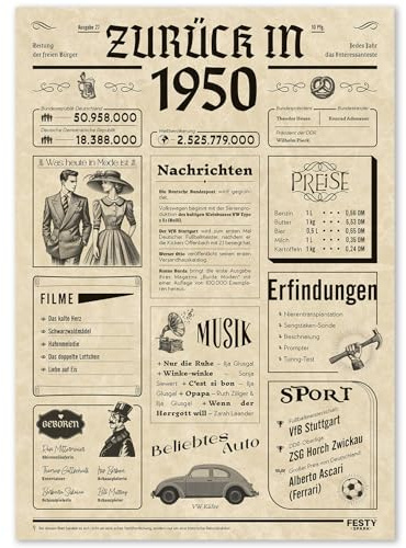 FestySpark Geschenke zum 76 Geburtstag Frau - Schöne Geburtstagskarte 76 Frau und Mann - Geburtstagsgeschenk für Männer 76 - Geburtstagsdekoration 76 Geburtstag Männer und Frauen - Karte 1950