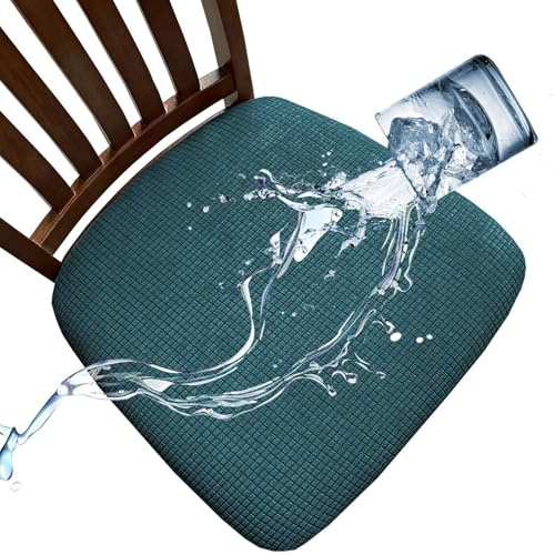 AQIGR Stuhlbezug Sitzfläche Waschbarer Stretch Wasserdicht Bezug für Stühle Esszimmerstuhl Sitzbezug Stuhlsitzbezüge 1er 2er 4er 6er Set Stuhl Sitzbezug für Zuhause,Küche(Dark Aqua,Set of 6)