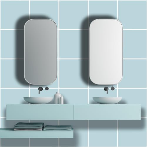 Stick on Tiles Light Blue Elegant Tile Stickers for Kitchen Backsplash Oil Proof Bathroom Waterproof DIY Home Decor Peel and Stick Self Adhesive Wall Tiles 10x10cm/10 pcs