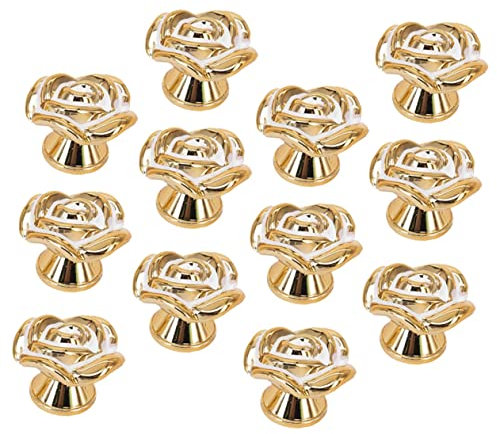 KONTONTY 15 Stück Rosengriff Schublade Knöpfe Griffe Handhaben Rose Schrankknöpfe Kommode Zieht Gebürstetes Nickel Rosa Kommode Knöpfe Drinnen Blumen- Blumengriff Golden Plastik