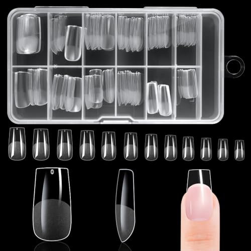 BUTBU Medium Square Nägel Tips, 120 Stück Falsche Nagelspitzen, Soft Gel Tips, Full Cover Nail Tips Set, 12 Größen Künstliche Gel Nail Tips, für Nagelverlängerung & Nail Art DIY Nagelstudio zu Hause
