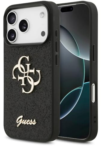 CG MOBILE Guess Fixed Glitter Large 4G Case for iPhone 17 Pro (Black)
