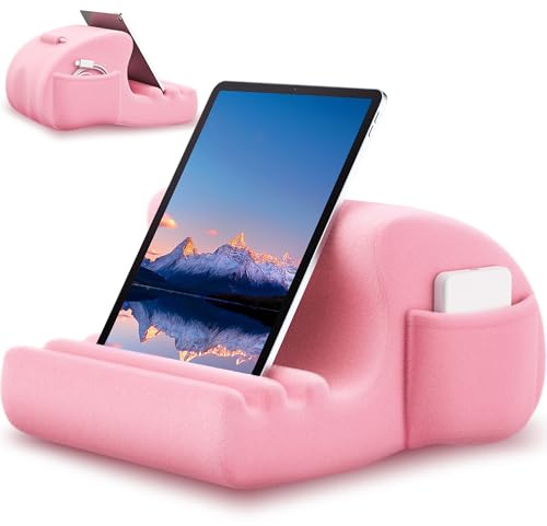 CreaDream Tablet Pillow Stand for Bed/Lap/Desk, Fits 4-13 Devices, Pink | Soft Pillow Stand with 3 Viewing Angles for Bed, Lap & Desk, Fits 4-13 iPad Pro/Air, Kindle, Galaxy Tab. Pink