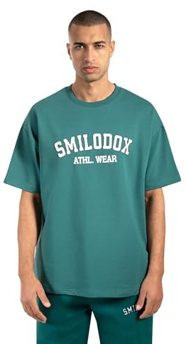 SMILODOX Herren T-Shirt Kayson - Locker geschnittenes Oversize Shirt mit Retro Frontprint, bequemem Rundhalsausschnitt und weichem Material für modernen Streetwear Look