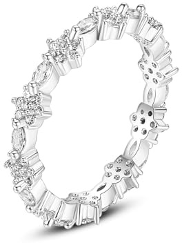 Ayoiow Verlobungsring 750 Weißgold, Blume Diamant Ehering Weißgold Damen, Trauringe Gold 750