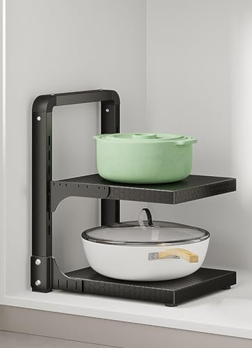 Adjustable Kitchen Rack - Heavy-Duty Storage for Pots, Pans, and Cast-Iron Cookware in Cupboards and Counters
