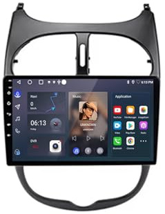 Navegador GPS Radio de Coche 2 DIN para Peugeot 206 2001-2016 HD Pantalla Tactil Radio Reproductor Reproductor de Internet, WiFi, 4 Nuclear 1G+16G