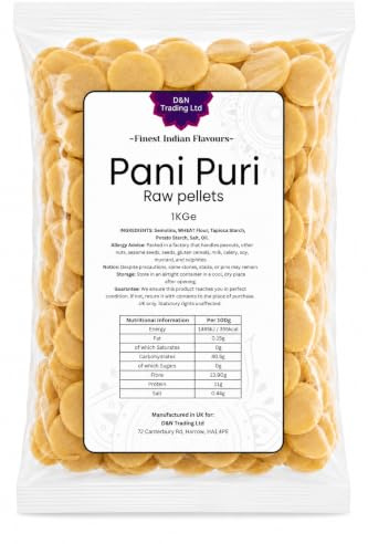 D&N Trading Premium Pani Puri Raw Pellets | GOL Gappa Fryums | Ready to Fry, Air Fryer & Microwave | Crispy Homemade Indian Snack | Light, Crunchy & Delicious | Perfect for Parties & Tea Time