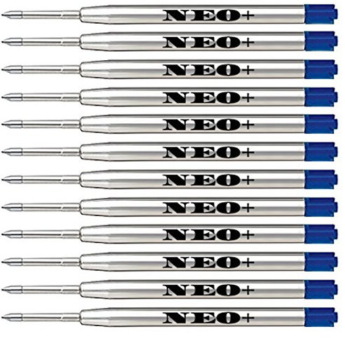 Quality Ballpoint Pen Refills, Cheap but Long Lasting, Medium Point. Fits Parker Ball Pen Too. G2 Style Refill Made in Germany (12 Blue 0.7mm)