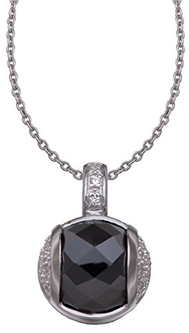 Orphelia Women's Pendant with Necklace Black Ball 925 Sterling Silver with Zirconia