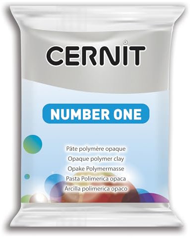 CERNIT CE0900056150C - Block Modelliermasse (Polymer) NUMBER ONE, ofenhärtend, sofort gebrauchsfähig, 56g, für DIY, Schmuck, Figuren, für Einsteiger und Hobbykünstler, Grau, 1 Stück