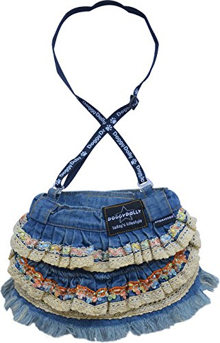 Doggy Dolly C069 Jeansrock für Hunde Lagenlook, Größe : XXS
