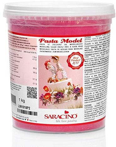 Saracino Pasta di Zucchero Model Fucsia per Modellaggio da 1 Kg senza Glutine Made in Italy