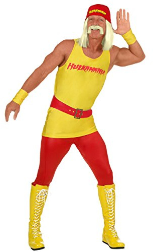 Fun Costumes Adult WWE Hulk Hogan Halloween Costume | Hulkamania Complete Outfit for Men | Professional Wrestler Cosplay Costume Small