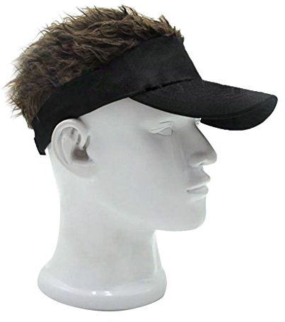 Coconut M Männer Lustige Peaked Cap Casquette Strick mit Perücke Dekoration Sun Hat braune Haare