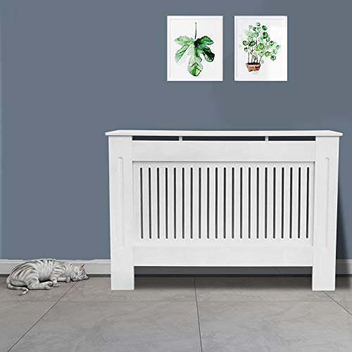 Greenbay Painted Radiator Cover Radiator Cabinet, Vertical Slats, White MDF, Medium 1120 x 815 x 190(mm)