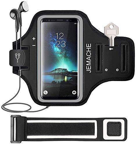 JEMACHE Gym Running Workouts Armband for Samsung Galaxy S10/S9/S8 with Card Holder (Black)