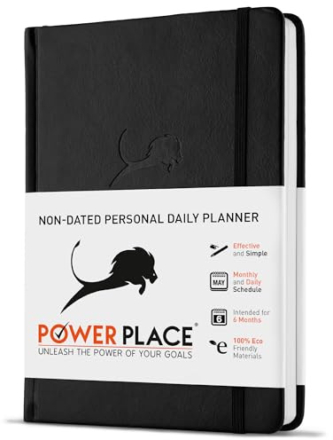 Tagesplaner, Kalender & Dankbarkeitstagebuch zur Verbesserung von Zeitmanagement, Produktivität und Glück, veganes Leder, Hardcover-Organizer mit leeren Daten, undatierter 6-Monats-ADHS-Planer für