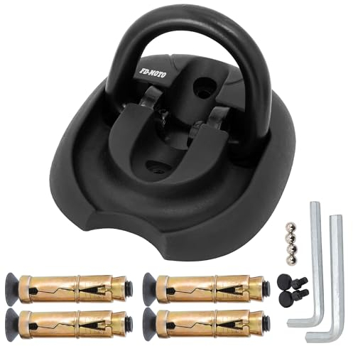 FD-MOTO Hardened Flip Up/Down Steel Ground Wall Chain Anchor Motorbike Lock (4 Bolts) Security Locking Point for motorcycle bike bicycle