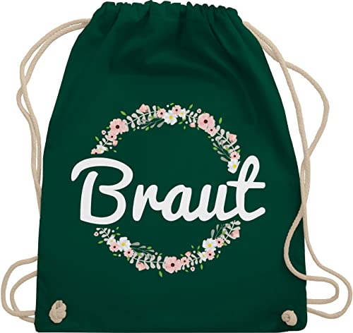 Shirtracer Turnbeutel Rucksack - JGA Junggesellenabschied Frauen - Braut Blumenkranz - Unisize - Dunkelgrün - brautgeschenk brauttaschen bachelorette party bripe beutel brauttasche