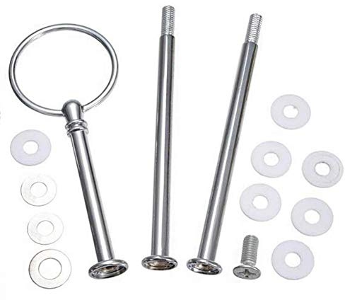 1 Set Metal 3 Tier Sturdy Party Wedding Cupcake Fruit Heavy Plate Stand Centre Handle Fittings Round Drill Round Hardware Rod Dessert Plate Platter Rack for Wedding Parties Favor Supply