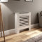 DuraTherm® Radiator Cover White Painted Modern Horizontal Slat Shelves MDF Cabinet Shelf for Radiators, Living Rooms, Bedrooms, Small (W: 78cm / H: 81.5cm / D: 19cm)