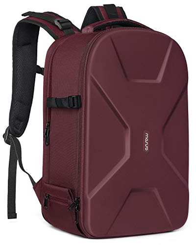 MOSISO Camera Bag,Waterproof Hard Photography Camera Backpack, Wine Red