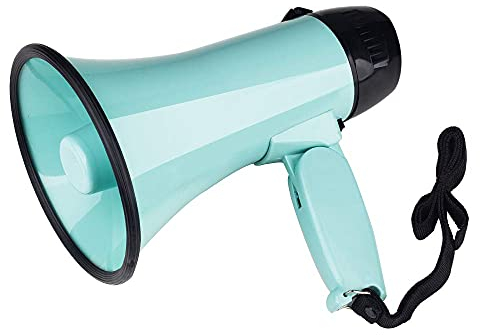 MyMealivos Portable Megaphone Bullhorn 20 Watt Power Megaphone Speaker Voice and Siren/Alarm Modes with Volume Control and Strap (Teal)…