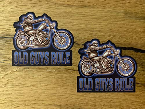 24/7stickers MG063 / 2X Old Guys Aufkleber 8,5x8cm Chopper Motorrad Oldschool Sticker Biker Custom Chrom Umbau Oldtimer Rar Kult