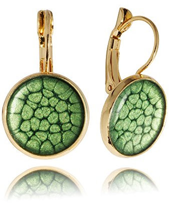 Elegant Klassisch Glanz Klein Runde Leicht Tropfen Ohrringe für Damen (Stil 27 - Gemalte Grün Gold)