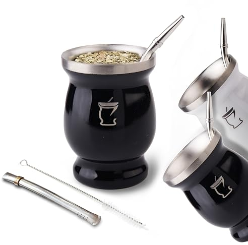 BARGRIN Kit Mate Argentino Completo incluye 2 Bombillas y Limpiador - Bombilla Mate - Mate y Bombilla - Yerba mate - Mate argentino
