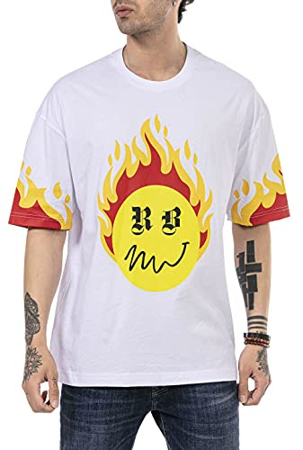 T-Shirt für Herren Oversize Kurzarm Baumwolle Rundhals Streetstyle