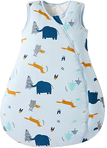 Duomiaomiao Baby Schlafsack 2.5 tog,Schlafsack Baby Ganzjahres, Baumwolle Baby Schlafsack Winter,Warmer Schlafsack Baby, Winter Schlafsack Baby(Elefant/XL/2.5TOG