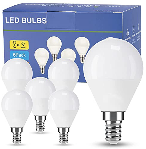 EX UP E14 LED Glühbirne 6W Warmweiß, 550LM G45 LED Lampe, nicht dimmbar, 3000K, 270° Abstrahlwinkel, Energiesparlampe für Wohnzimmer & Küche, 6er-Pack