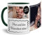 Foto-Tasse selbst gestalten mit Text & Collage für 2 Fotos - Geschenk für Familie, Freunde, Geburtstag, Weihnachten - Keramik Innen & Henkel Dunkelgrün, 300 ml I Personalisiert