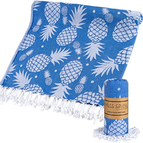 Miss Savon Strandtuch – Saunahandtuch Baumwolle| 100x180 cm | Saunatuch Handtücher Groß Decke XXL für Sport Fitness Sauna Yoga Matte Badetuch Sporthandtuch (Blau)