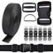 Schnallenriemen-Set, 6 Meter, Nylon-Gurtband, 6 Stück, Schnellverschluss, Kunststoffschnalle, 12 Stück Tri-Glide-Clip D-Ringe, 1,9 cm breit, Full Size