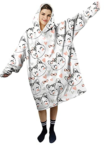 JINFU Personalisierte Decke Mit Foto,Personalisierte Kuscheldecke mit Namen, Decke mit Ärmeln,TV-Decke mit Ärmeln,Personalisierte Geschenk Für Freunde Familie Geburtstag Weihnachten (Adult)