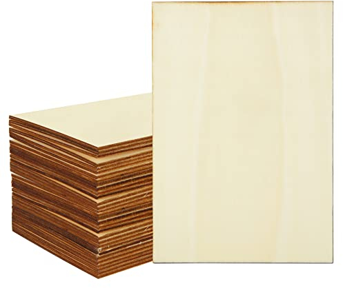 AKOLAFE 24 Plywood Sheets 6 x 4 Unfinished Basswood Sheets 3mm Plain Wood Squares Balsa Wood Board for Crafting, Painting, Pyrography, Home Decor