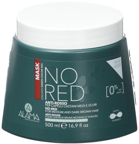 Alama Professional No-Red Anti-Rot und Anti-Blend-Maske für braunes, vegane und glutenfreie Formel mit grünen Pigmenten, 90% natürliche Inhaltsstoffe, 500 ml
