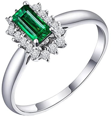 Dsnyu Damenring 925 Silber Breit Damen Hochzeitsring 0.5ct Labor Erstellt Smaragd Zirkonia Verlobungsringe Vorsteckring 63 (20.1)