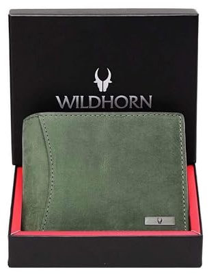 WILDHORN India RFID-geschützte Herren-Geldbörse aus Leder (Green Hunter)