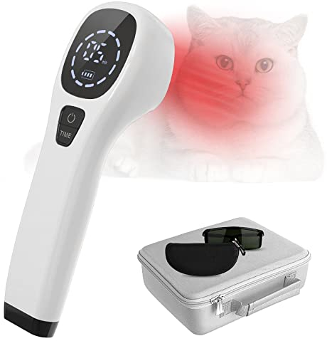 iKeener Haustier-Therapiegerät,Kalte Lasertherapie Lindert Muskel- und Gelenkschmerzen Tieren,Tragbares Rotlicht Therapiegerät für Pferde,Hunde,Katzen und Andere,mit Gratis Schutzbrille (4 x 808nm)