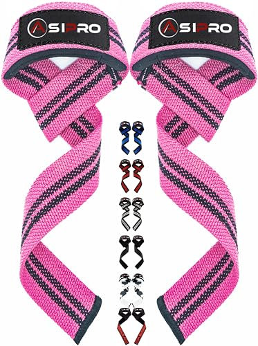 ASIPRO Zughilfen Krafttraining Frauen & Männer 60 cm Lifting Straps Gym 5MM Gepolstert Fitness Griffhilfen Kraftsport Wrist Straps Gym Kreuzheben Weightlifting Straps Zughilfe Gym, Handschlaufen Gym