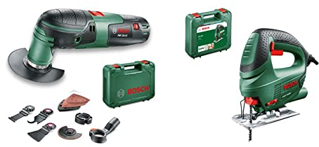 Bosch PMF 220 CE Set Outil multifonction, vert & Scie Sauteuse Filaire Bosch - PST 650 (500 W, Livrée avec Coffret de Rangement et 1 Lame de Scie pour Bois T144D)