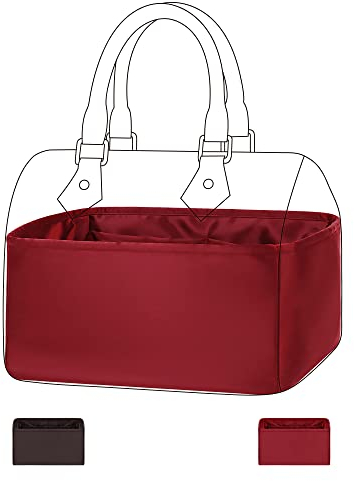DGAZ Handtaschen Organizer Einsatz, Seide Handtaschenorganisator für LV Speedy Nano/20/25/30/35/40/45 Tasche, Luxus-Handtaschen & Tote Innentaschen (Rouge casaque, Speedy 30)