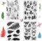 Silikonstempel Clear Stamp Set Stempel Silikon Clear Stempel Tiere Blumen Blätter Stempelset für DIY Dekoration Bullet Journal Scrapbooking Geburtstag Fotoalbum (4 Stück)