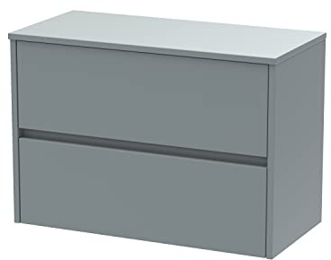 Hudson Reed Wall Hung 2 Drawer Countertop Unit & Colour Worktop, 800mm, Matt Coastal Grey
