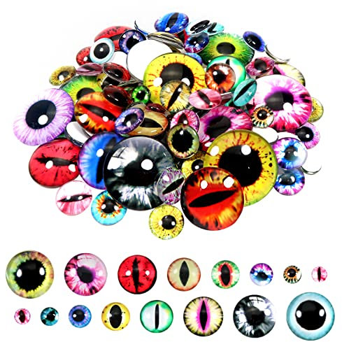 TOAOB 160 Stück Sicherheitsauge 6mm 8mm 10mm 12mm 15mm 20mm 25mm 30mm Runde Drachenaugen Cabochons aus Glas Puppen Augen zum Basteln für Spielzeug Zubehör Plüschtier Häkeltiere Puppe Marionette