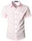 PARKLEES Chemise décontractée à manches courtes en coton et lin pour homme avec poche, rose, L